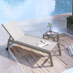 Lettino prendisole con ruote in alluminio e textilene tortora - Carioca