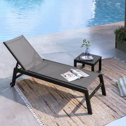 Lettino prendisole con ruote in alluminio e textilene antracite - Carioca