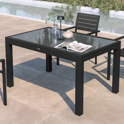 Tavolo da esterno allungabile 135/270x90 cm in alluminio antracite con top in vetro - Carioca