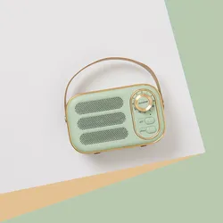 Altoparlante bluetooth 12x8h cm portatile ricaricabile verde e oro a forma di radio vintage - Boop