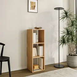 Libreria 32x102h cm in legno naturale e cannettato con 3 vani - Kloser