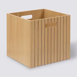 Cubo contenitore 30x30 cm in legno naturale e cannettato con manici - Kloser