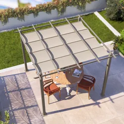 Gazebo 3x3 m in alluminio tortora con telo scorrevole - Norris