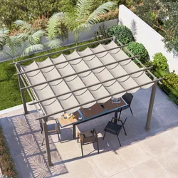 Gazebo 3x4 m in alluminio tortora con telo scorrevole - Norris