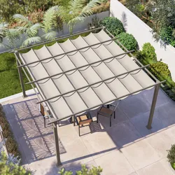 Gazebo 4x4 m in alluminio tortora con telo scorrevole - Norris