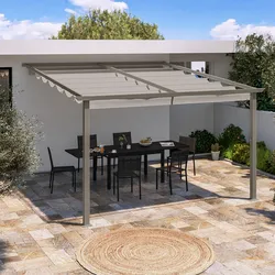 Pergola 4x4 m in alluminio tortora con telo scorrevole - Norris