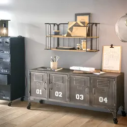 Mobile porta tv 119x54h cm in metallo nero con 4 ante numerate e ruote - Orlando