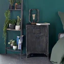 Comodino 40x58h cm in metallo nero con anta - Orlando