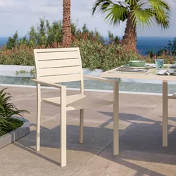 Sedia a doghe da esterno con braccioli in alluminio vaniglia - Carioca