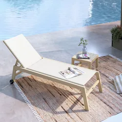 Lettino prendisole con ruote in alluminio e textilene vaniglia - Carioca