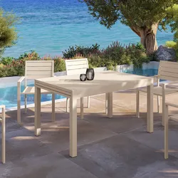 Tavolo da esterno allungabile 135/270x90 cm in alluminio vaniglia con top a doghe - Carioca