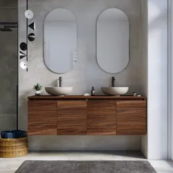 Mobile bagno sospeso con ante 160 cm con top rovere deciso e specchio - Cuki
