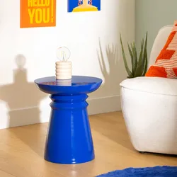 Tavolino rotondo 38 cm in acciaio blu lucido - Islanda
