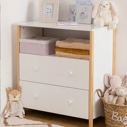 Cassettiera 85x80h cm in legno bianco e naturale con 2 cassetti - Sissy Kids