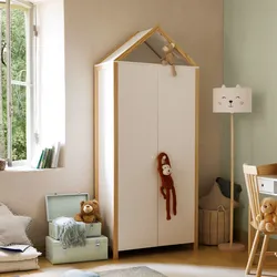 Armadio 86x205h cm in legno bianco e naturale con 2 ante - Sissy Kids