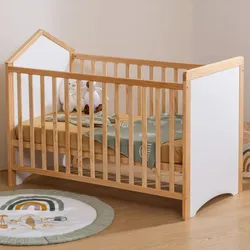 Letto per neonati 120x60 cm in legno naturale e bianco - Sissy Kids