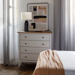 Cassettiera 80x85h cm in legno bianco e naturale con 4 cassetti - Avenue