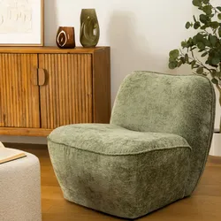Poltrona in tessuto ciniglia verde - Perdida