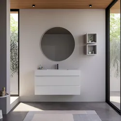 Mobile bagno sospeso 120 cm bianco opaco cannettato con lavabo integrato e specchio - Gaia