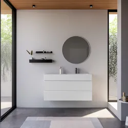 Mobile bagno sospeso 120 cm bianco opaco cannettato con lavabo dx integrato e specchio - Gaia