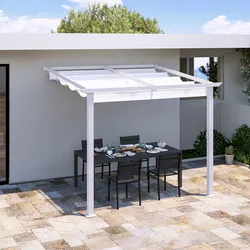 Pergola 3x3 m in alluminio bianco con telo scorrevole - Norris