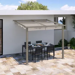 Pergola 3x3 m in alluminio tortora con telo scorrevole - Norris