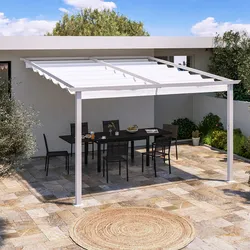 Pergola 3x4 m in alluminio bianco con telo scorrevole - Norris