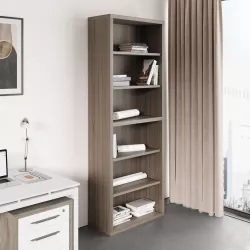 Libreria 82x217h cm rovere tartufo con 5 ripiani regolabili - Homely office