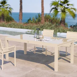 Tavolo da esterno allungabile 200/300x100 cm in alluminio vaniglia con top in vetro - Carioca