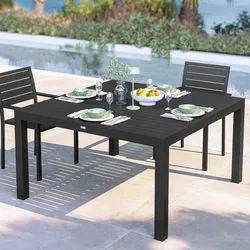 Tavolo da esterno 136x136 cm in alluminio antracite con top a doghe - Carioca