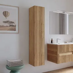 Colonna bagno sospesa 30x150 h cm cannettato con anta reversibile rovere acero - Tayga