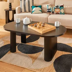 Tavolino 120x45h cm effetto legno nero e gambe cannettate - Kawah
