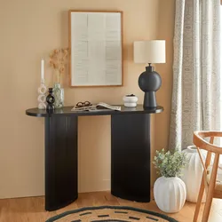 Consolle 120x80h cm effetto legno nero e gambe cannettate - Kawah