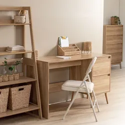 Scrivania 120x75h cm in legno effetto rovere naturale con 2 cassetti soft close - Nathur