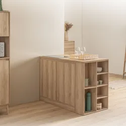 Isola cucina 120x90h cm in legno effetto rovere naturale con 2 ante - Nathur