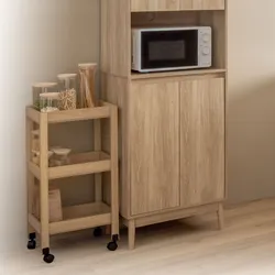 Carrello da cucina 40x80h cm in legno effetto rovere naturale con 3 ripiani - Nathur