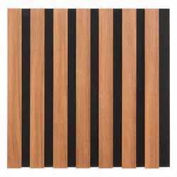 Set 12 pannelli fonoassorbenti boiserie 30x30h cm nero con listelli noce - Bjorn