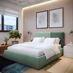 Letto matrimoniale 160x190 cm in velluto e tessuto verde salvia con contenitore - Astyn