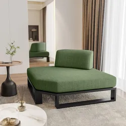 Poltrona angolare in tessuto olefin verde bosco e alluminio antracite - Haven