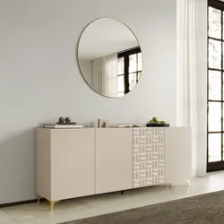 Madia 200x80h cm cashmere con 4 ante e gambe oro opaco con soft close - Thico