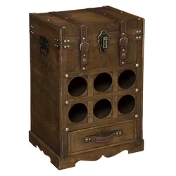 Cassapanca portabottiglie 39x59h cm effetto legno scuro con 1 cassetto
