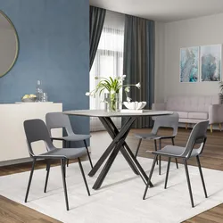 Set 4 sedie in polipropilene grigio scuro con gambe in metallo nero - Pruha