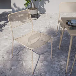 Sedia da esterno impilabile in acciaio vaniglia - Faber