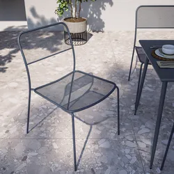 Sedia da esterno impilabile in acciaio blu oceano - Faber