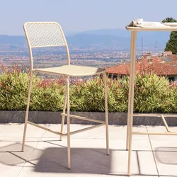 Sgabello alto da esterno impilabile in acciaio vaniglia - Faber