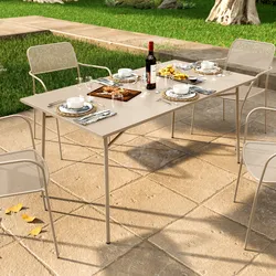 Tavolo da esterno 150x80 cm in acciaio vaniglia - Faber