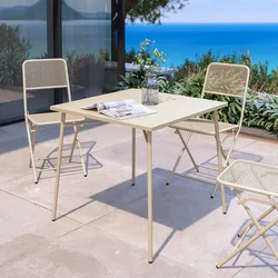 Tavolo da esterno 80x80 cm in acciaio vaniglia - Faber