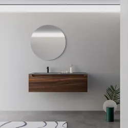 Mobile bagno sospeso 120 cm rovere deciso sx con lavabo grigio storm e specchio - Sleek