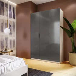 Armadio battente 150x236h cm cashmere con 3 ante reversibili grigio titanio lucido - Ventur