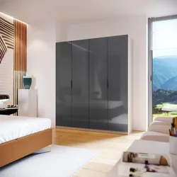 Armadio battente 200x236h cm cashmere con 4 ante reversibili grigio titanio lucido - Ventur